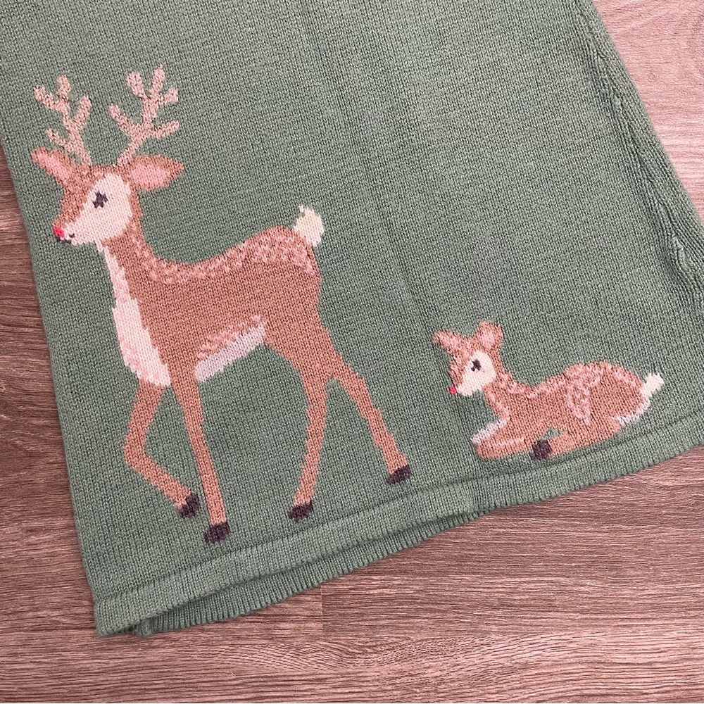 Baby Boden Green Deer Sweater Dress Size 12-18M - Picture 3 of 7